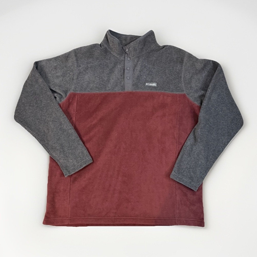 Columbia Flattop Ridge Fleece Jacket Men's 2XT Burgundy 1/4 Snap Pullover